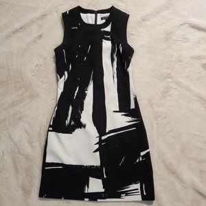 Black and White Abstract Sheath Dress